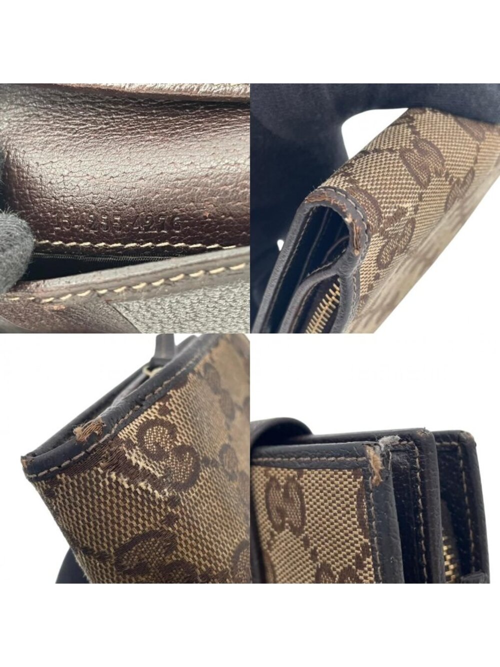 Gucci Abbey GG Canvas Leather Bifold Wallet Snap Compact Mini Wallet Beige - Picture 10 of 10